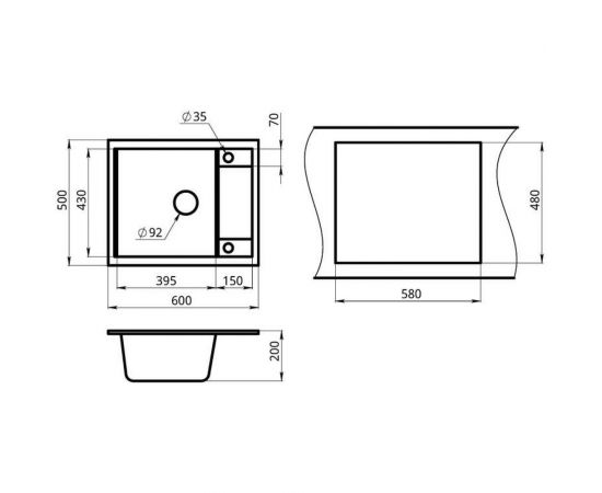 Кухонная мойка Granula GR-6002 пирит – изображение 2