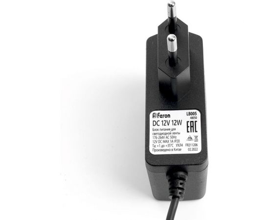 Электронный трансформатор для светодиодной ленты FERON 12W 12V (драйвер), LB005, 48050 – изображение 2