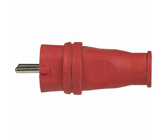 Электрическая пряма вилка Alfa каучуковая, с заземлением 16А, 250В, Красная 20200002 – изображение 2