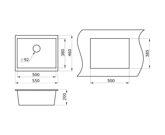 Кухонная мойка Granula GR-5551 кварцевая арктик – изображение 2