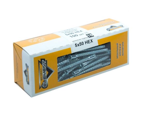 Шурупная стяжка Element 5,0x50 HEX белый цинк 100 шт 038910 – изображение 2