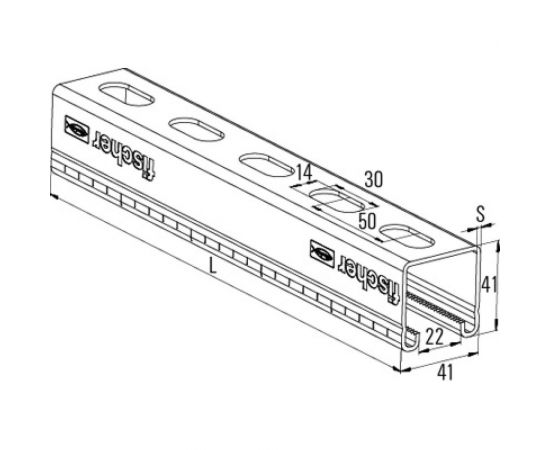 Монтажная шина Fischer FUS 41х2,0-2м, 1 шт. 40390 – изображение 2