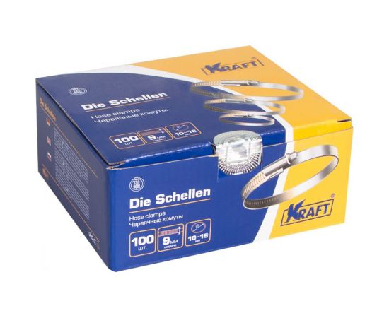 Червячный хомут KRAFT 10-16 мм, уп. 100 шт. KT 880201 – изображение 3