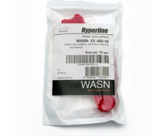 Хомут для кабеля Hyperline WASN-310-RD-10 липучка, 310x14 мм, красный, 10 штук 405343 – изображение 3