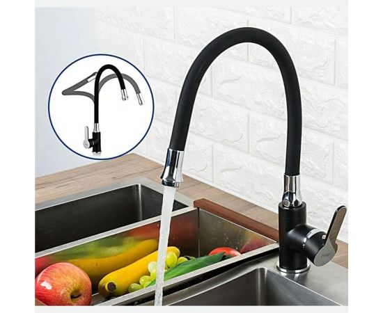 Смеситель для кухни FRAP 35к F4042 гибкий излив, гайка, боковая, черный 537596 – изображение 5