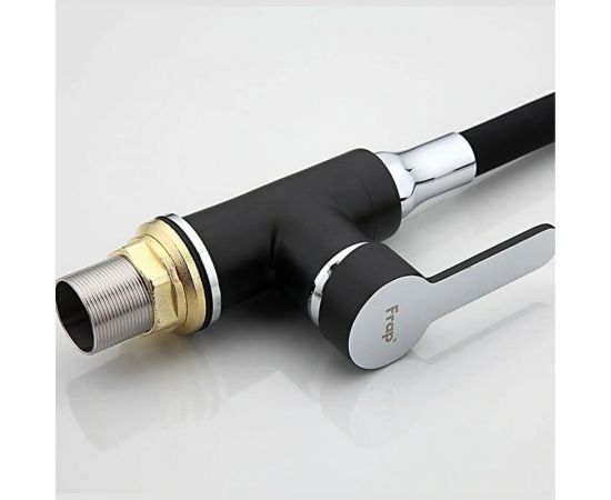 Смеситель для кухни FRAP 35к F4042 гибкий излив, гайка, боковая, черный 537596 – изображение 7