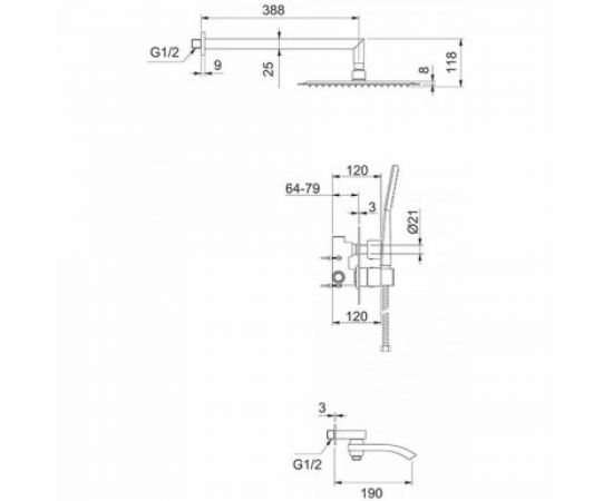 Душевая система Gappo термостат G7107-40 лейка ""Тропический душ"" встраиваемая, хром 549458 – изображение 8
