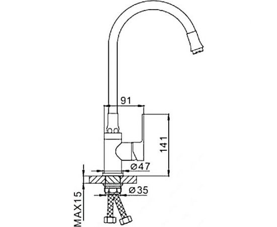 Смеситель для кухни FRAP 35к F4042 гибкий излив, гайка, боковая, черный 537596 – изображение 9