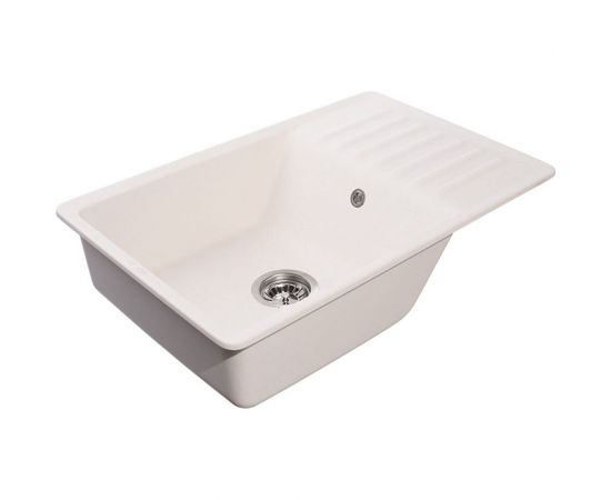 Мойка GranFest QUARZ чаша+крыло, 760х480 мм, белый 72 