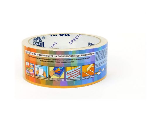 Двусторонняя клейкая лента KROLL полипропилен pp, 38 мм х 10 м 4607190401806 