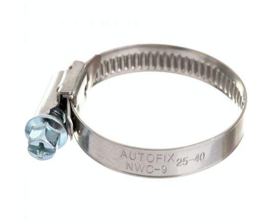 Червячные хомуты AutoFix 25-40/9мм W2 улучшенный замок, 50 шт. NWC-9 25-40 