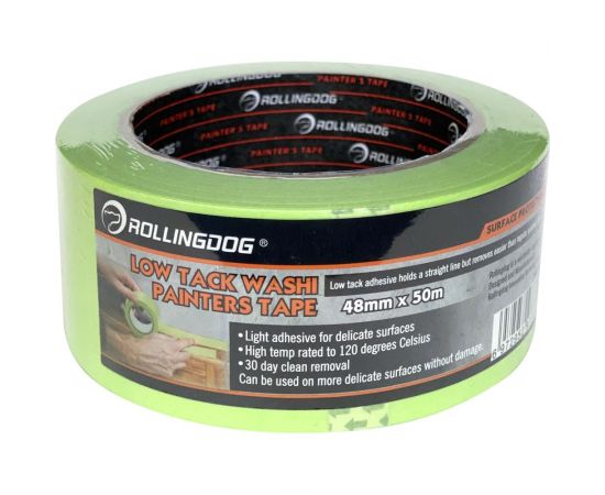 Малярная лента для деликатных поверхностей Rollingdog Low Tack Washi Tape 48 мм, 50 м 81391 