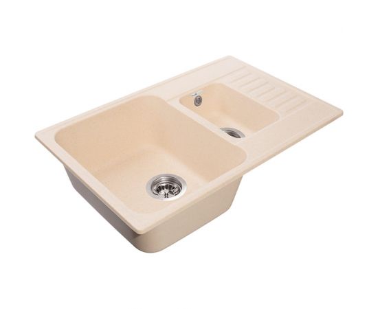Мойка GranFest QUARZ 1.5-чаш+кр. 740*480 бежевый 21К бежевый 