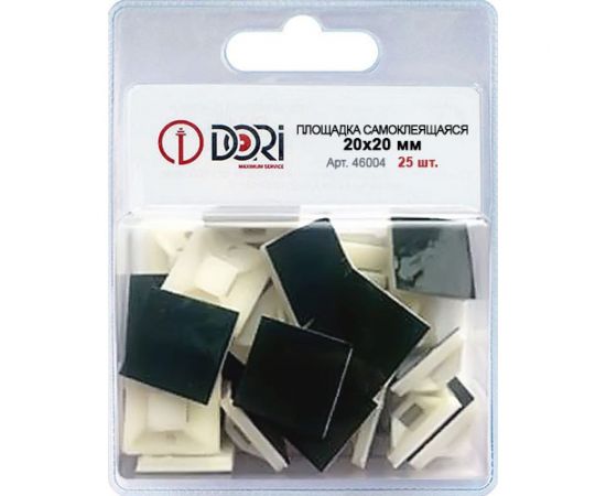Самоклеящаяся площадка для крепления стяжек DORI 20x20 мм белая упаковка 25 шт 46004 