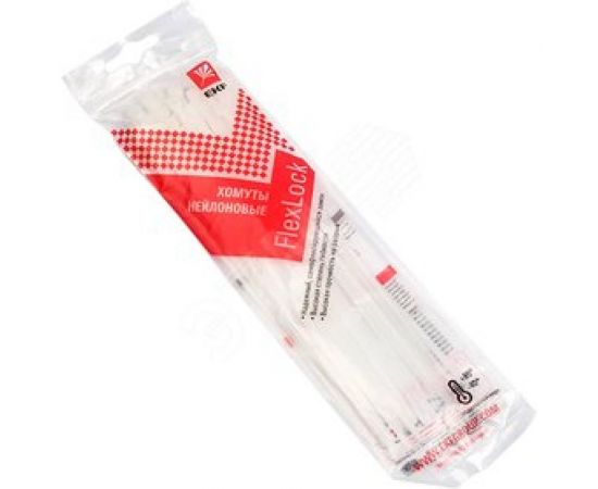 Хомут EKF P6.6, 2.5x200 мм, стандартный, белый, FlexLock PROxima, 50 шт. plc-fl-ctsw-2.5x200-r 