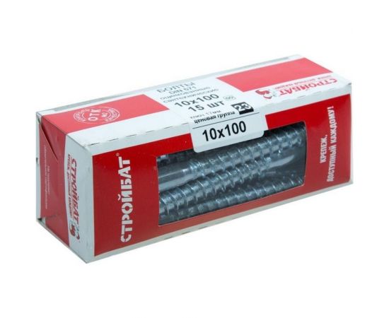 Сантехнический болт Стройбат оцинкованный DIN 571 10х100 15 шт 555 – изображение 2