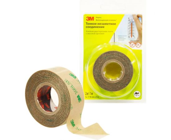 Клейкая двусторонняя лента с высокой адгезией 3М прозрачная, 19 мм х 5 м 4687202299843 – изображение 2