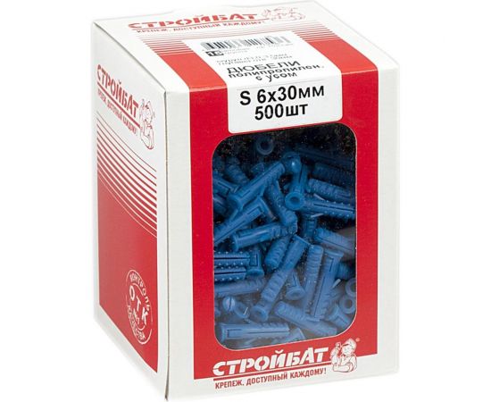 Дюбель Стройбат полипропилен S 6x30 500 шт 304280 – изображение 2