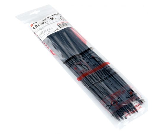 Стандартный хомут EKF P6.6 ч, 4.8x200 50 шт. FlexLock PROxima plc-fl-ctsb-4.8x200-r – изображение 3