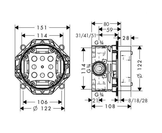 Скрытая часть HANSGROHE 01800180 ibox universal 00000007256 – изображение 4