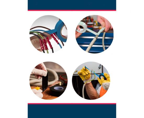 Универсальная изолента Grisard Electric 0,18x19 мм, синяя ,20 м, 10 шт. GRE-013-0002 – изображение 7