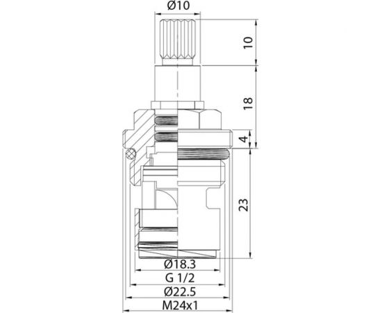 Керамическая кран-букса IDDIS 180° 20 зубцов G 1/2" M24 h=51 мм 998CR511SM – изображение 10