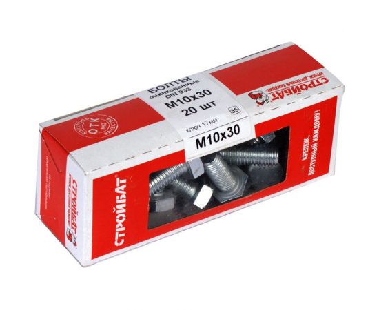 Оцинкованные болты Стройбат DIN 933 М10х30 20 шт. 2630048/005351 
