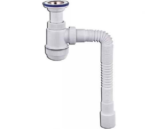 Сифон VIRPLAST ""МИНИ Элит"" 1.1/2 литой выпуск, нерж.чашка 63 мм и гофрой 40/50 L800мм арт.678 100313 