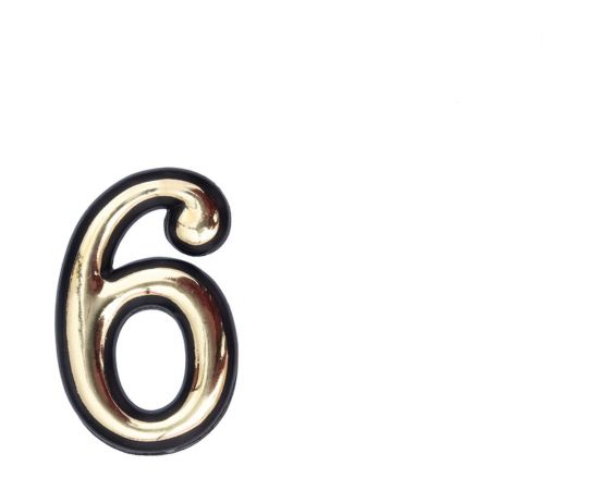 Цифра СКОБЯНОЙ самокл., мал., золото, ""6"" 002640 
