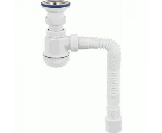 Сифон VIRPLAST МИНИ Элит 1.1/2 х40/50 с нерж.чашкой 70 мм и гибкой трубой 100320 