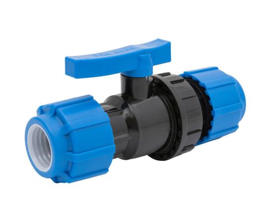 Шаровой компрессионный кран ПОЛИТЭК разъемный d 25 ТПК-АКВА, 555220025 