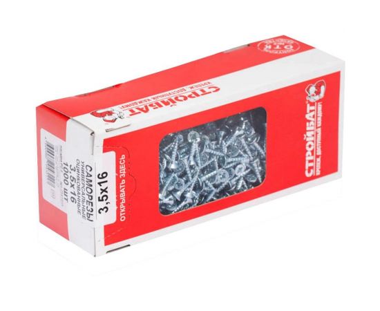 Универсальные саморезы Стройбат 3,5x16 белый цинк 1000 шт 204330 