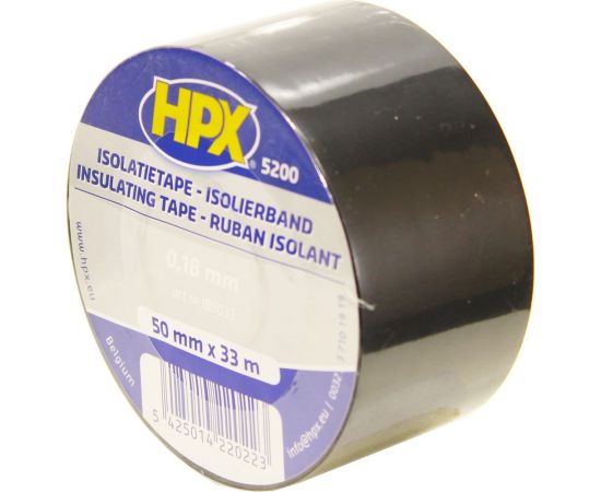 Огнестойкая профессиональная изолента из ПВХ HPX IB5033 INSULATION TAPE 5200 50 мм х 33 м, черная 5425014220223 – изображение 2