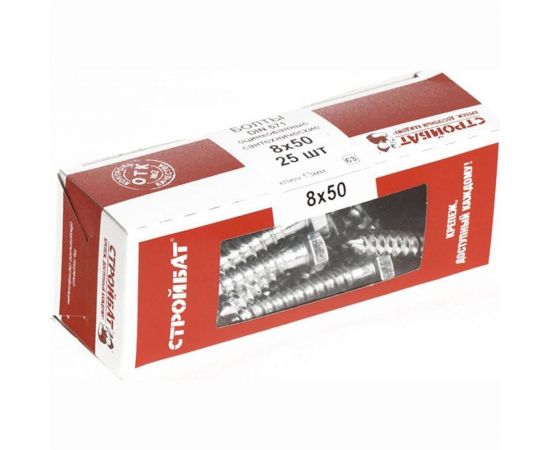 Сантехнический болт Стройбат DIN 571, 8x50 белый цинк 25 шт. 009261 – изображение 2