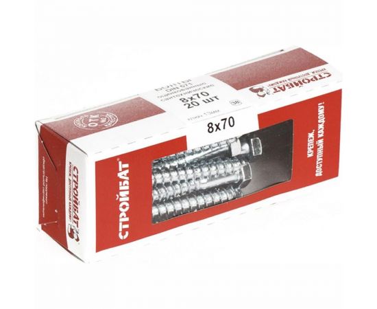 Сантехнический болт Стройбат DIN 571 8x70 белый цинк 20 шт 008941 – изображение 2