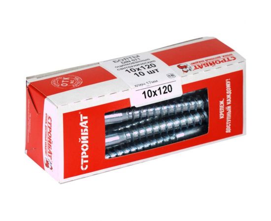 Сантехнический болт Стройбат DIN 571 10x120 белый цинк 10 шт 244611 – изображение 2