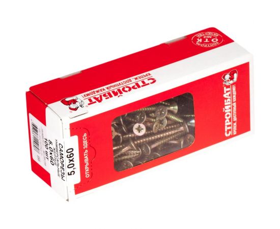 Универсальные саморезы Стройбат 5,0x 60 желтый цинк 100 шт 076231 – изображение 2