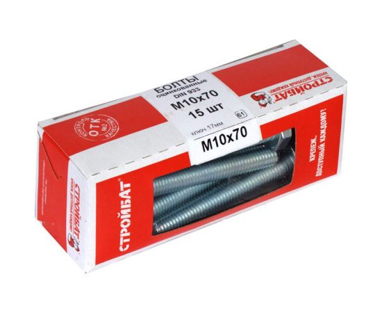 Оцинкованные болты Стройбат DIN 933 М10х70 15 шт. 2630055/272511 – изображение 4
