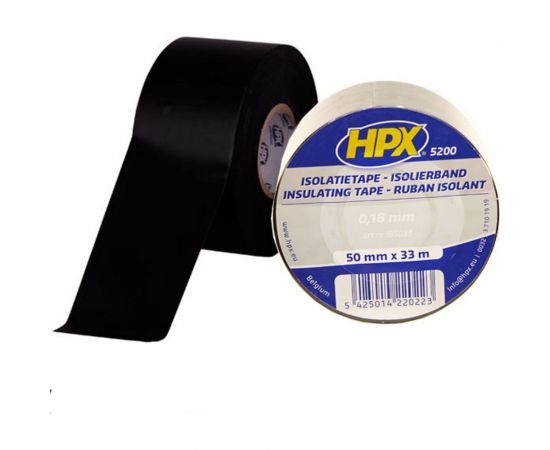 Огнестойкая профессиональная изолента из ПВХ HPX IB5033 INSULATION TAPE 5200 50 мм х 33 м, черная 5425014220223 – изображение 4