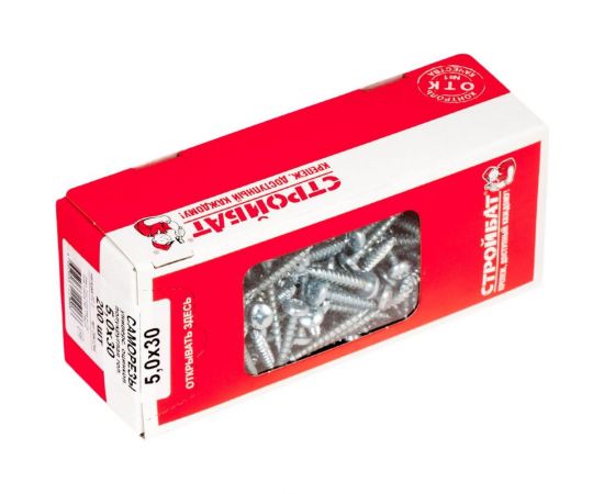 Универсальные саморезы Стройбат пкр. 5,0x30 белый цинк 200 шт 305150 
