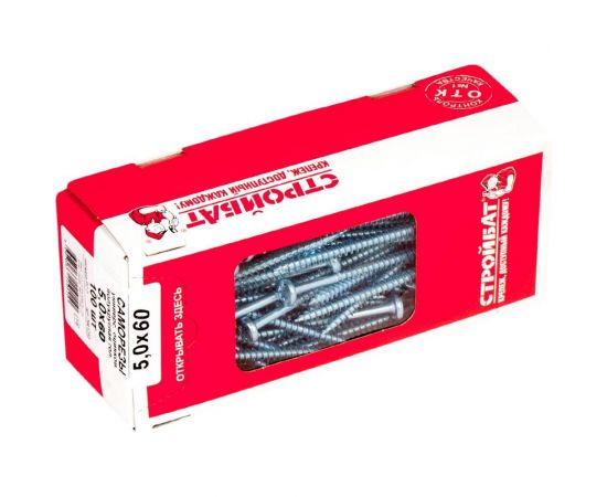 Универсальные саморезы Стройбат пкр. 5,0x60 белый цинк 305180 