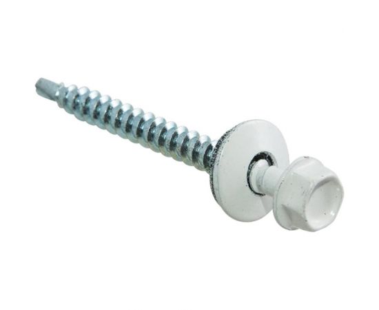 Кровельные саморезы с буром Стройбат 4.8x70 мм, белые, 130 шт. 240650 