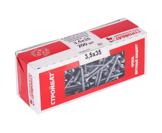 Универсальные саморезы Стройбат полукруглая головка 3,5x35 белый цинк 200 шт. 304990 