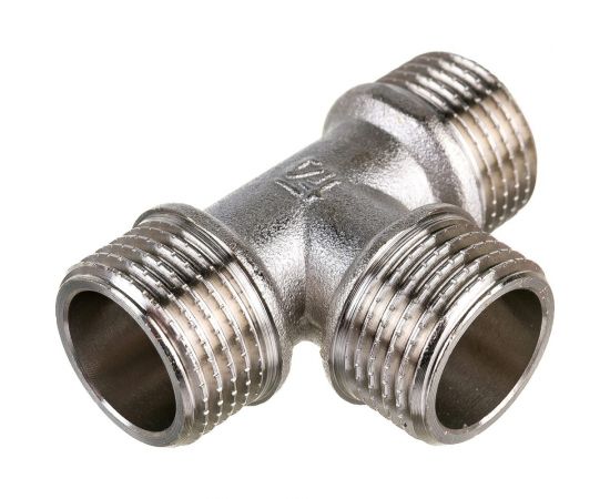 Тройник STI латунный Ду15 (1/2") Н-Н-Н никелированный D190-00073 