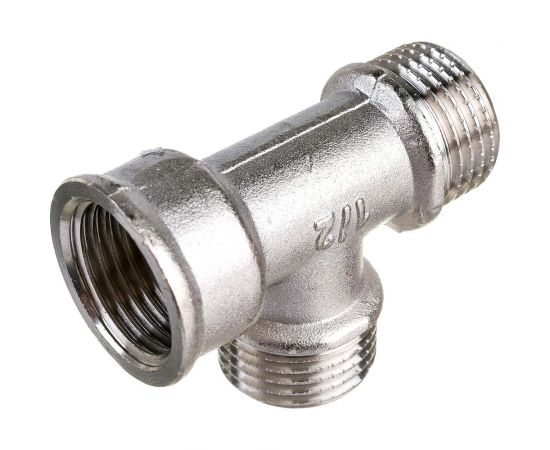 Тройник STI латунный Ду15 (1/2") В-Н-Н никелированный D270-05066 – изображение 2