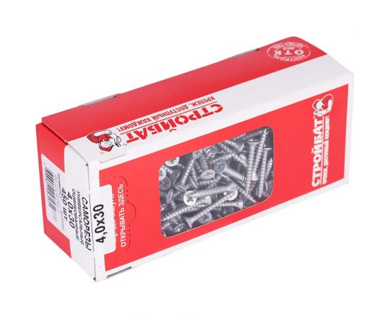 Универсальные саморезы Стройбат 4,0x30 белый цинк 450 шт. 204350 – изображение 2