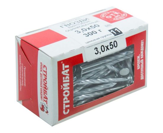 Винтовые гвозди Стройбат 3,0x50 белый цинк 0,3 кг 116331 – изображение 2