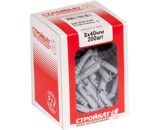 Дюбель Стройбат полипропилен S 8x40 200 шт 304290 – изображение 2