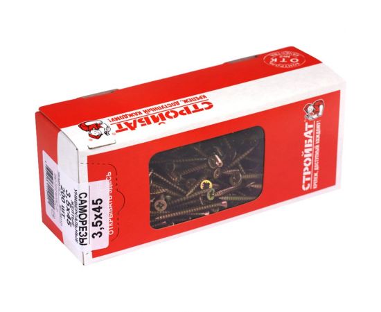 Универсальные саморезы Стройбат 3,5x45 желтый цинк 200 шт 075961 – изображение 2