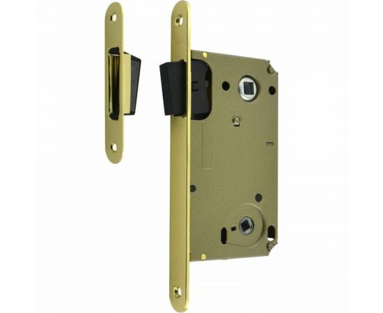 Корпус замка НОРА-М магнитный ригель 13М-90 мм золото, под фиксатор, с отв.планкой 14915 